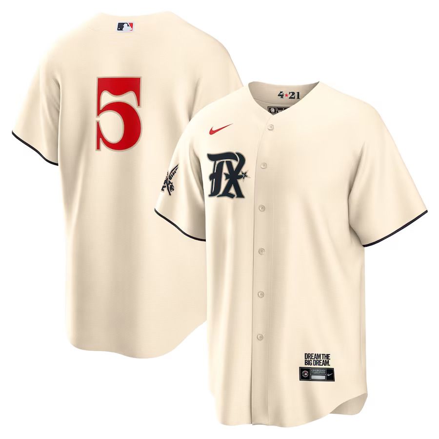 Men Texas Rangers #5 Corey Seager Nike Cream 2023 City Connect Replica Player MLB Jersey